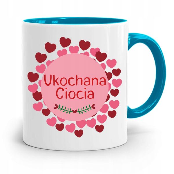 Kubek Błękitny Prezent Dla Cioci Ukochana Ciocia Z Nadrukiem Ze Zdjęciem zdjęcie 1