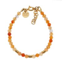 Bransoletka - cięty Karneol kulki 4mm i srebro złocone