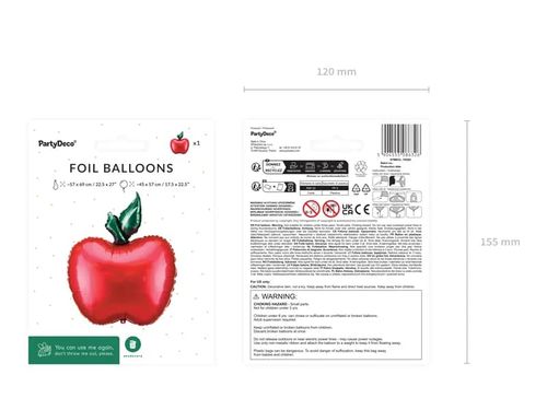 Balon foliowy Czerwone Jabłko, 57x69 cm na Arena.pl