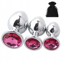 ZESTAW 3 KORKÓW STALOWY KOREK ANALNY S M L MAŁY DUŻY KORKI ANALNE PLUG