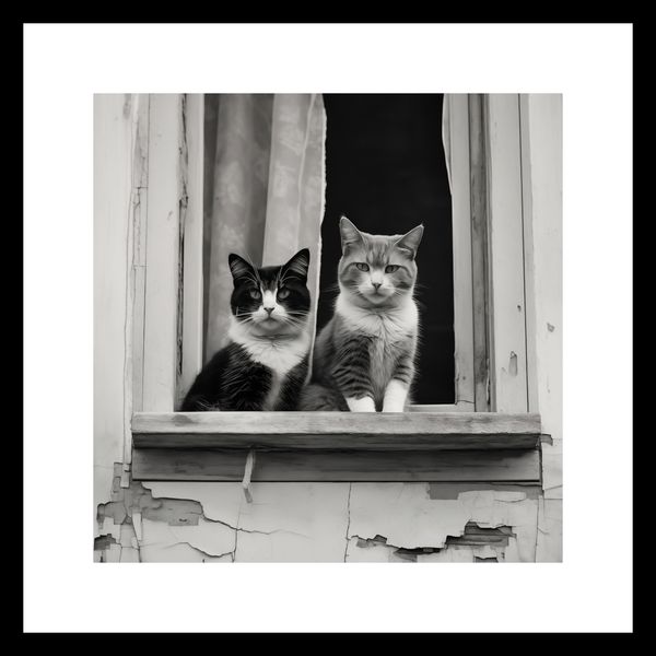 Plakat 20x20cm Para w Oknie zdjęcie 3