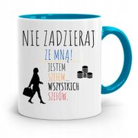 Kubek Błękitny Dla Szefa Nie Zadzieraj Ze Mną Z Nadrukiem Ze Zdjęciem