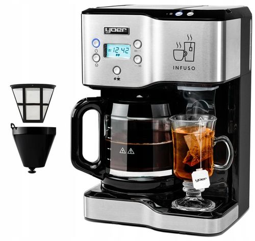 Ekspres przelewowy kawy 2w1 Yoer 1900W +Dystrybutor wody na herbatę +Timer na Arena.pl