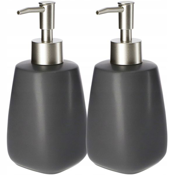 Dozownik Na Mydło Płyn Pojemnik Szary 2 x 400ml zdjęcie 1