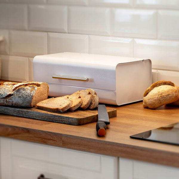 CHLEBAK POJEMNIK NA CHLEB PIECZYWO STALOWY BIAŁY zdjęcie 9