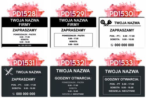 nadruk uv Elegancka TABLICZKA 40x30 cm godziny otwarcia firmy sklepu na Arena.pl