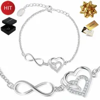 SREBRNA BRANSOLETKA DAMSKA 925 NIESKOŃCZONOŚĆ SERCE DLA KOBIETY