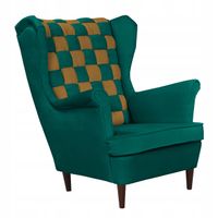 Fotel uszak Carol Duo skandynawski  zielono złoty, miodowy