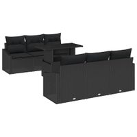 Zestaw Sof na Ogród z poduszką 7 pcs Czarny 100 x 55 x 73 cm