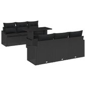 Zestaw Sof na Ogród z poduszką 7 pcs Czarny 100 x 55 x 73 cm