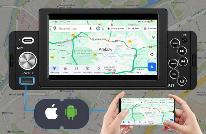 RADIO SAMOCHODOWE 1DIN BLUETOOTH 5" EKRAN DOTYK APPLE CARPLAY ANDROID AUTO zdjęcie 2