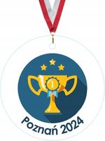 MEDAL Z PLEXI 5 cm z nadrukiem UV pamiątka podziękowanie kolorowe wzory