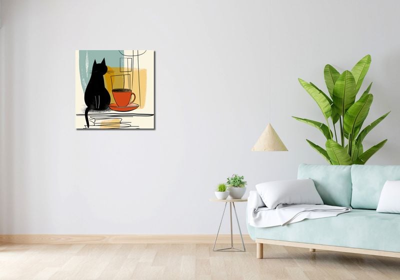 Obraz 60x60cm Kot i Kawa zdjęcie 2