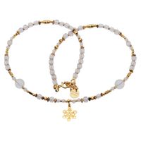 Naszyjnik - Kryształ Górski, złoty Hematyt, śnieżynka i srebro złocone