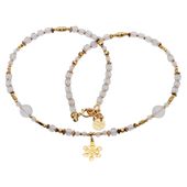 Naszyjnik - Kryształ Górski, złoty Hematyt, śnieżynka i srebro złocone