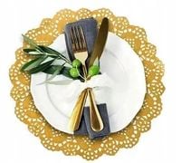 Serwetki ZŁOTE pod talerz 36cm KOMUNIA | pod talerz ZESTAW 50 podkładki