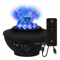 Projektor gwiazd LED z pilotem i lampką nocną na USB do pokoju z muzyką