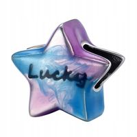 Zawieszka SREBRO 925 Charms Koralik Gwiazda Lucky Szczęście