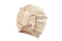 Jamiks THYRA turban dla dziewczynki kwiatki ciepły beż 44-46