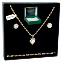 POZŁACANY KOMPLET BIŻUTERII STAL CHIRURGICZNA ŁAŃCUSZEK + SERCE + WKRĘTKI