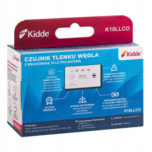 Czujnik tlenku węgla Kidde K10LLCO biały na Arena.pl