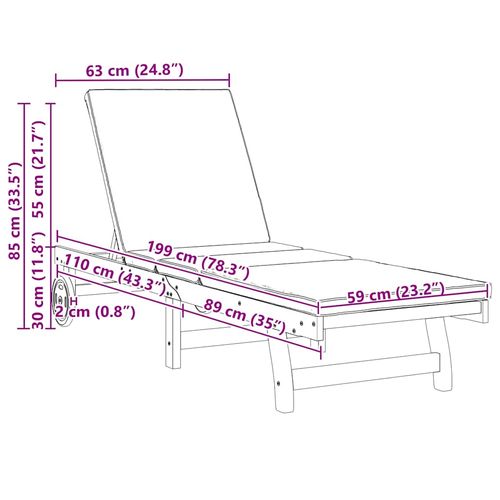 Leżak 2 pcs Brązowy 63 x 199 x 85cm Lite drewno akacjowe na Arena.pl
