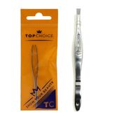 TOP CHOICE Pęseta pinceta prosta do brwi srebrna