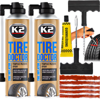 K2 TIRE DOKTOR 400ML x2 + ZESTAW NAPRAWCZY DO OPON DO NAPRAWY OPON KLEJ