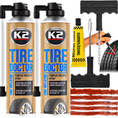 K2 TIRE DOKTOR 400ML x2 + ZESTAW NAPRAWCZY DO OPON DO NAPRAWY OPON KLEJ
