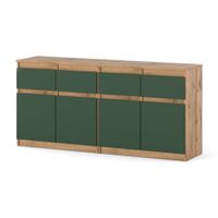 Komoda Nowoczesna Dąb Wotan Butelkowa Zieleń Szafka 4 Szuflady Do Sypialni