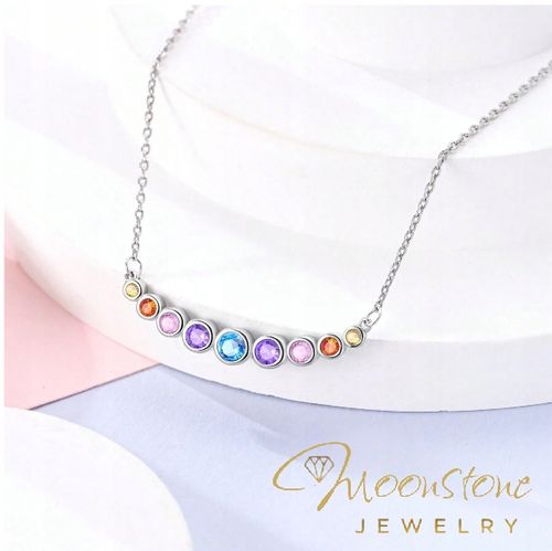 Srebrny naszyjnik damski cyrkonie tęczowe tęcza srebro 925 + PUDEŁKO na Arena.pl