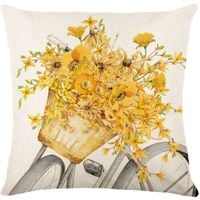 lniana poszewka na poduszkę 45 x 45 cm z nadrukiem żółte kwiaty pod238