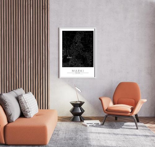 Marki mapa czarna - plakat 21x29,7 cm na Arena.pl