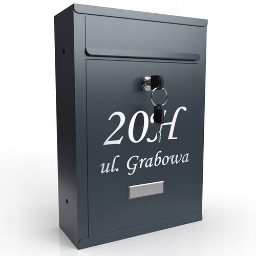 SKRZYNKA NA LISTY Z NUMEREM DOMU | POCZTOWA | A4 | ANTRACYT RAL7016 | WZORY na Arena.pl