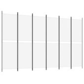 Parawan 6-panelowy, biały, 300 x 200 cm, tkanina