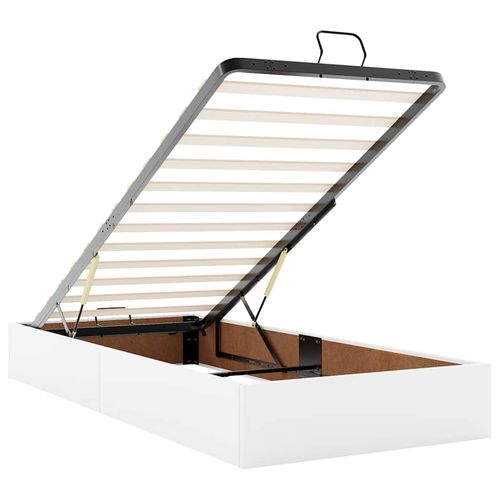 Łóżko otomana z materacami i LED, biała, 180x200cm, ekoskóra na Arena.pl