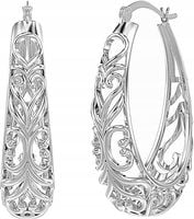 SREBRNE KOLCZYKI RODOWANE AŻUROWE WISZĄCE SREBRO 925 UROCZE ELEGANCKIE