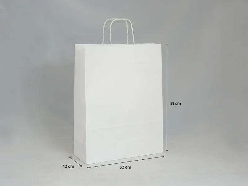 Torba papierowa biała 32 x 12 x 41 cm zdjęcie 1