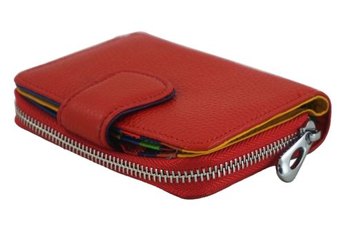 Portfel skórzany młodzieżowy - kolorowy - Czerwony na Arena.pl