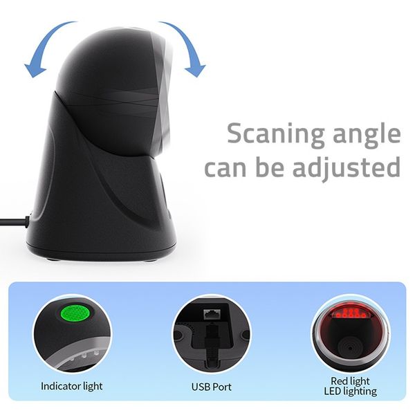 Qoltec Stacjonarny precyzyjny czytnik skaner kodów kreskowych i QR 1D 2D zdjęcie 7