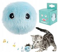 Pluszowa piłeczka zabawka dla kota NIEBIESKA 17 interaktywna dźwięk ŻABKI