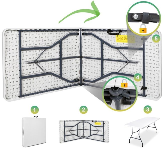 Stół cateringowy BALI WHITE składany w walizkę 180 cm biały zdjęcie 3