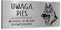 Tabliczka dibond uwaga pies Owczarek niemiecki 20x10 cm z NADRUKIEM UV