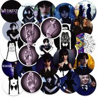 NAKLEJKI NA ZESZYT NALEPKA Z POSTACIAMI KÓŁKO WEDNESDAY WZORY 23EL