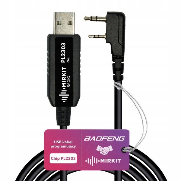 Kabel Mirkit PL2303 BasicModel do programowania krótkofalówek Baofeng „K2” zdjęcie 1