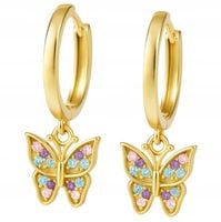 Kolczyki srebrne motylki dla dziewczynki angielskie srebro pozłacane 925