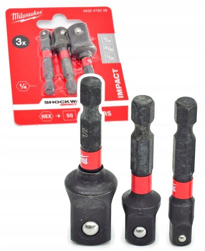 Milwaukee Zestaw 3szt Adapter Uchwyt 1/4, 1/2, 3/8 4932479228 na Arena.pl