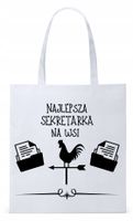 Dla Sekretarki Na Prezent Torba Eco Biała Shopper Z Nadrukiem Ze Zdjęciem