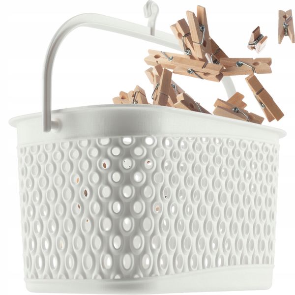 KADAX Koszyk Wiszący Na Klamerki Pojemnik Na Spinacze Biały zdjęcie 1