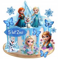 WYDRUK CUKROWY KRAINA LODU ANNA ELSA +TABLICZKA Z TEKSTEM DEKORACJA na